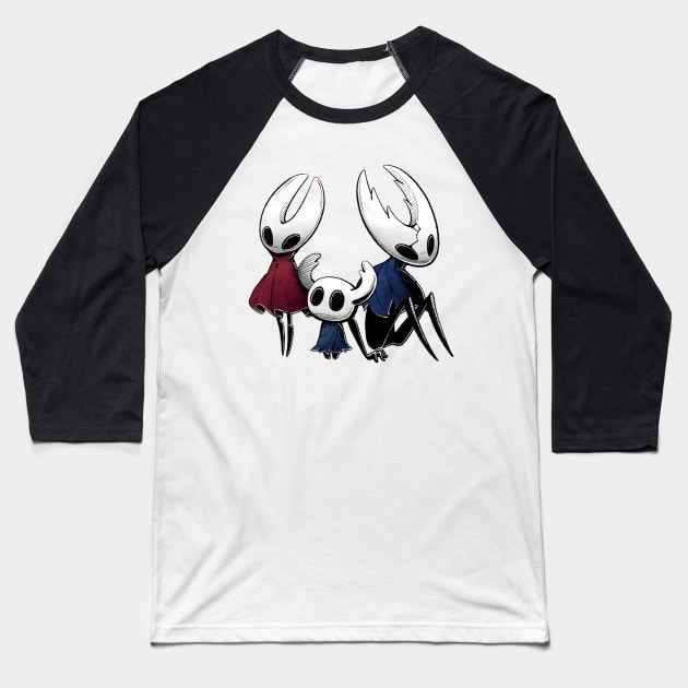 the knight, hornet, and the hollow knight trio Baseball T-Shirt by Quimser